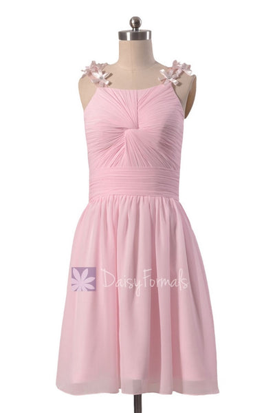 Fashion Pink Sheath Jewel Lace Knee Length Long Sleeve Bridesmaid Dresses,  MB189